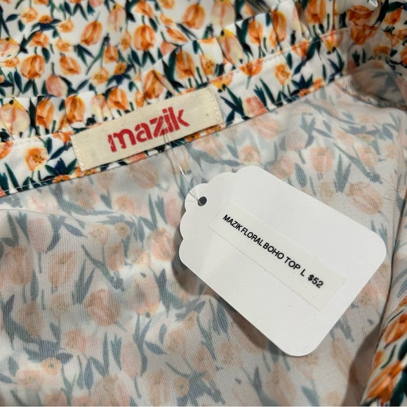 NWT Mazik Long sleeve Yellow Pattern Blouse- Size L - Picture 6 of 7